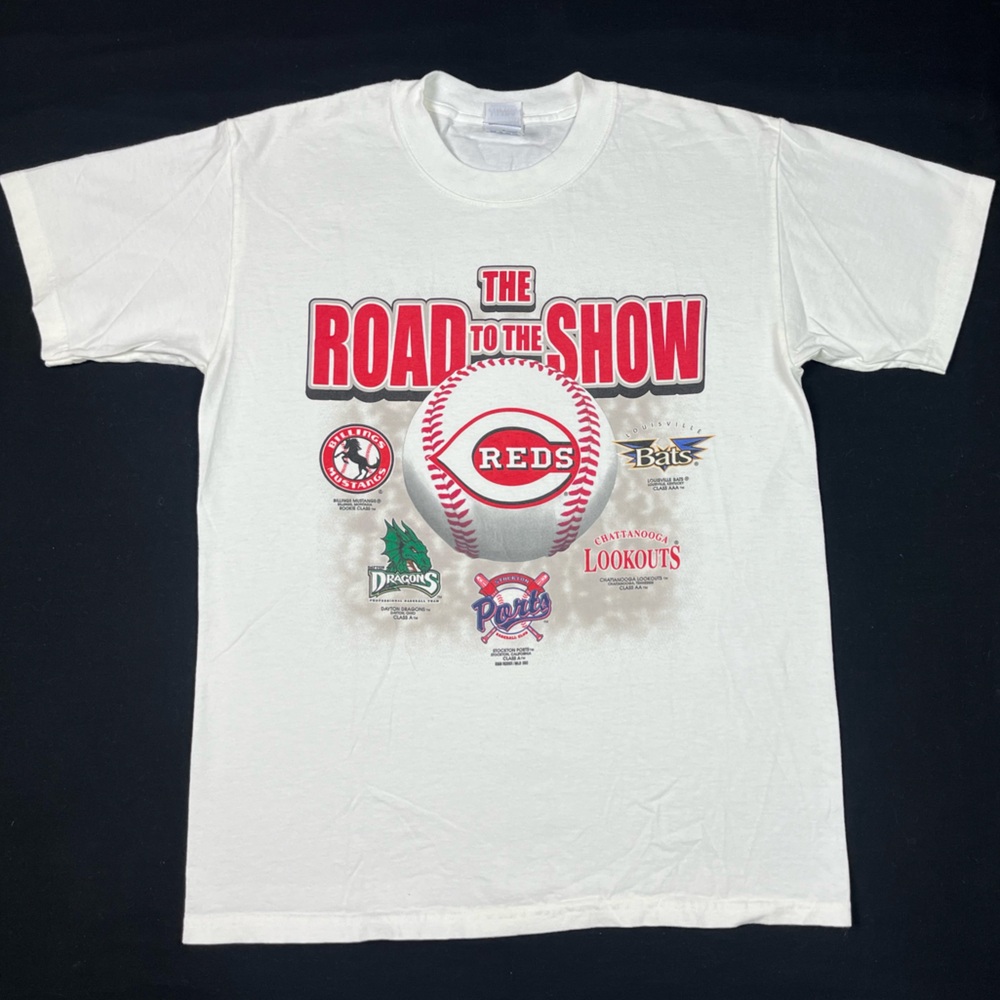 Vtg Cincinnati Reds Mens Road To Show T-Shirt Sz Medium Y2k Minor League A8